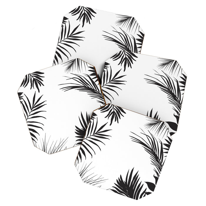 Black And White Palm Leaves Coaster Gallery Image 1