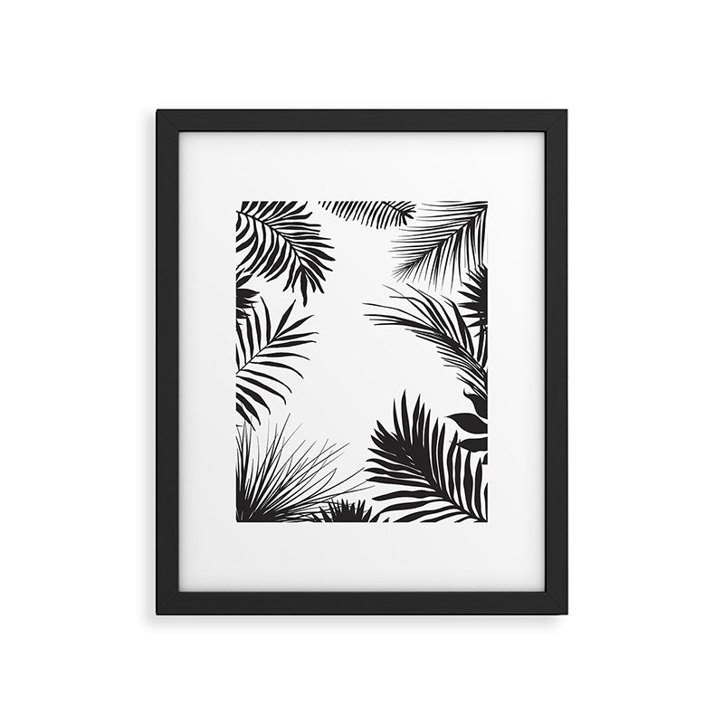 Black And White Palm Leaves Framed Art Print Gallery Image 5