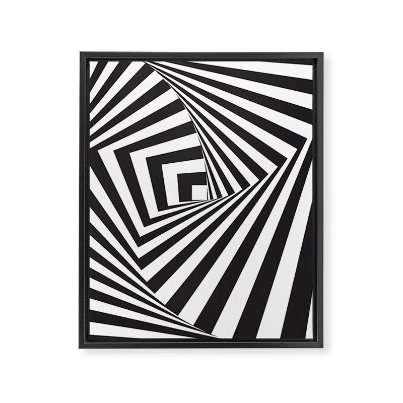 Black And  White Pop Art Optical Illusion Framed Canvas Print Gallery Image 6