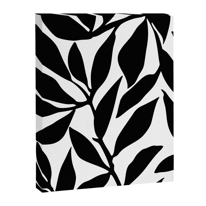 Bold Black White Botanical Leaf Silhouettes Canvas Print Gallery Image 1