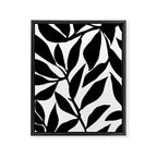 Bold Black White Botanical Leaf Silhouettes Framed Canvas Print Gallery Image 6