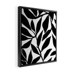 Bold Black White Botanical Leaf Silhouettes Framed Canvas Print Gallery Image 2