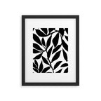 Bold Black White Botanical Leaf Silhouettes Framed Art Print Gallery Image 5