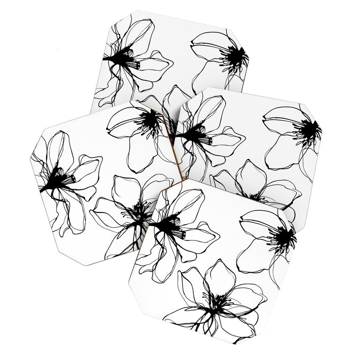 Bold Line Art Flowers Coaster Gallery Image 1