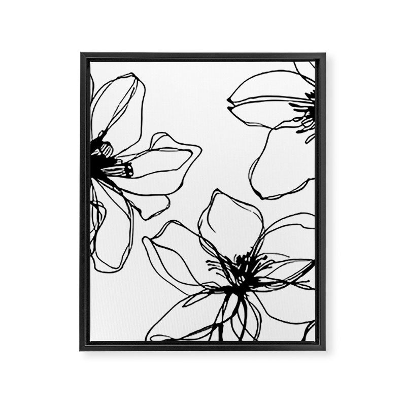 Bold Line Art Flowers Framed Canvas Print Gallery Image 6