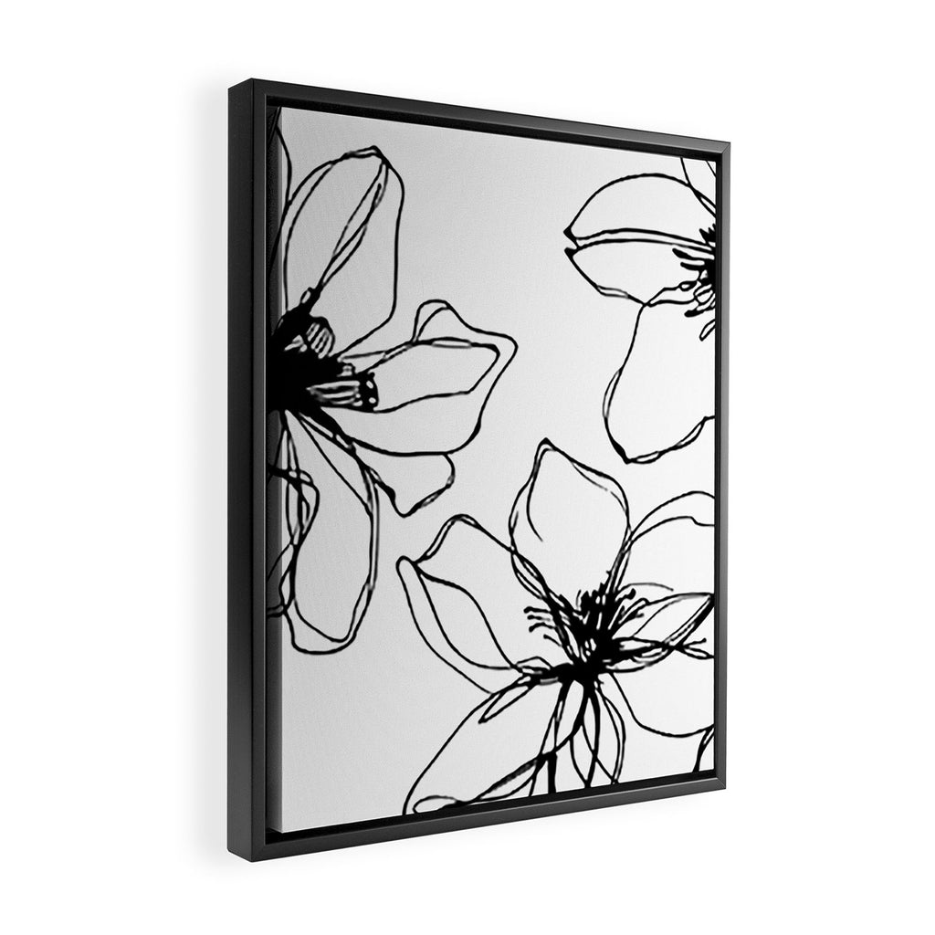 Bold Line Art Flowers Framed Canvas Print Gallery Image 2