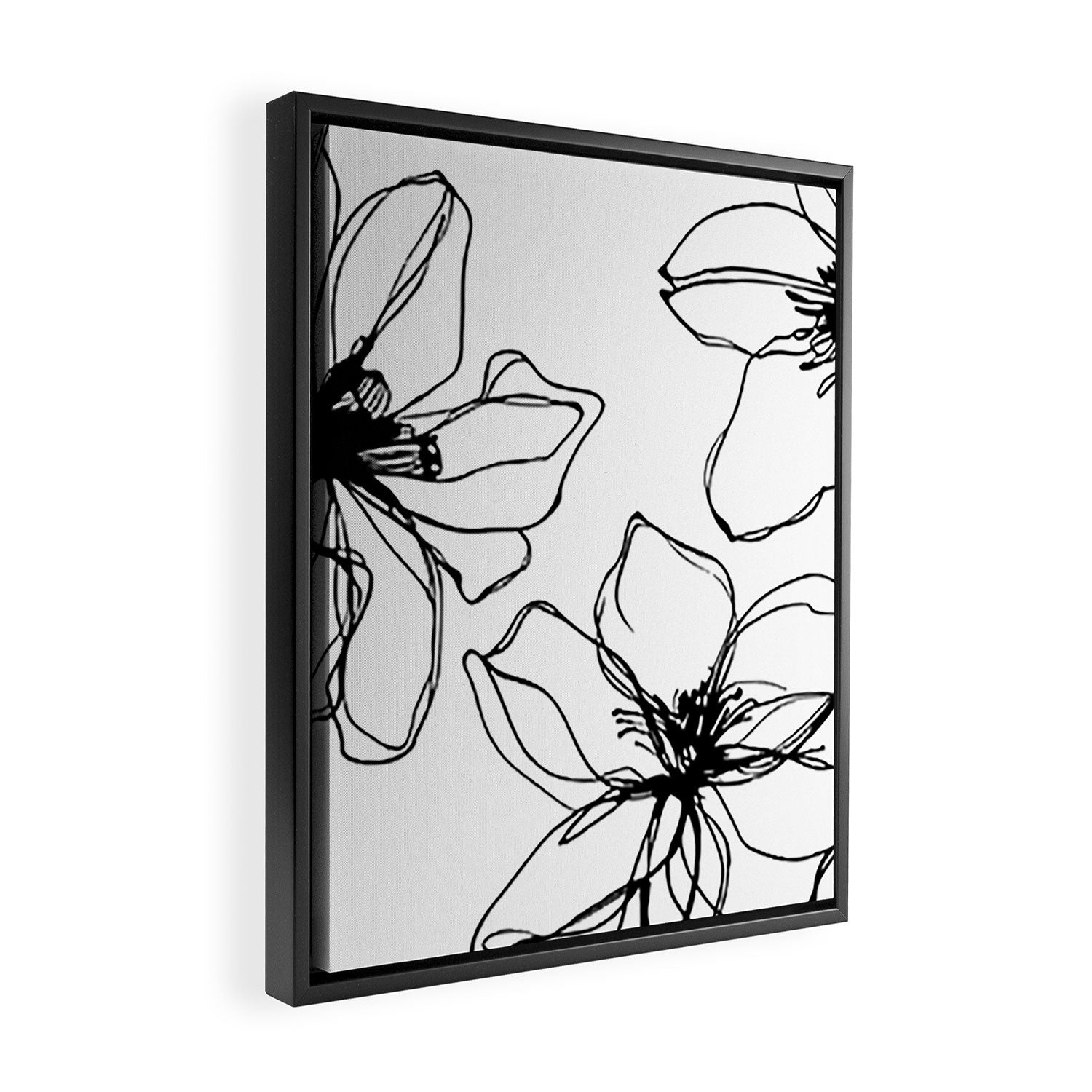 Bold Line Art Flowers Framed Canvas Print Gallery Image 2