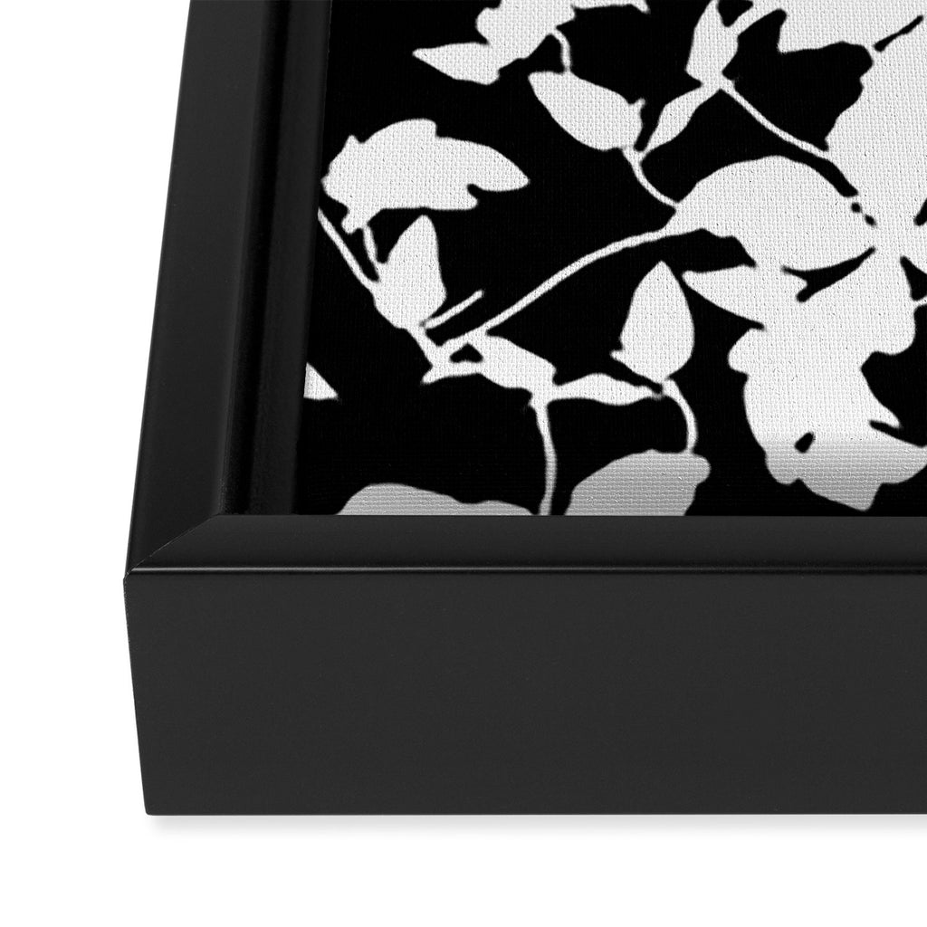 Clematis Contrast  Minimal Floral Silhouettes Framed Canvas Print Gallery Image 3