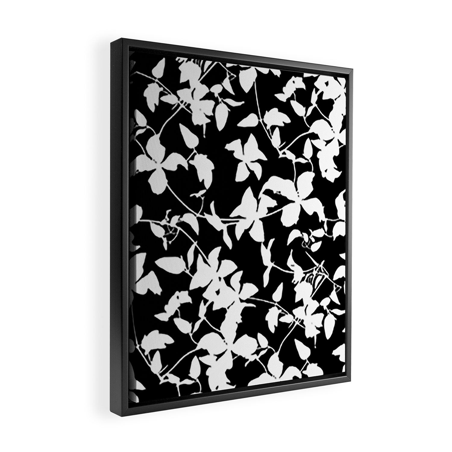Clematis Contrast  Minimal Floral Silhouettes Framed Canvas Print Gallery Image 2