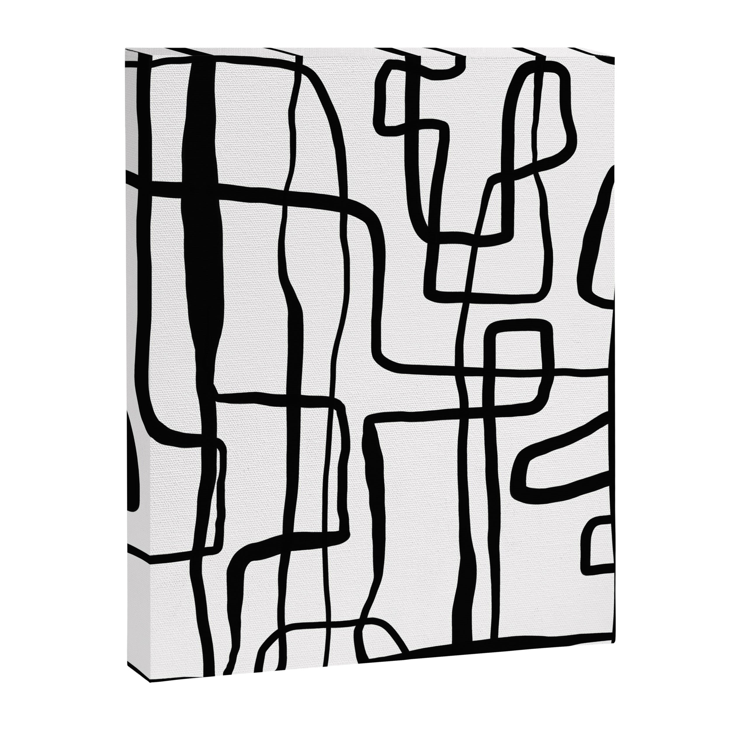 Confusing Lines Black And White Abstract Art Canvas Print Gallery Image 6