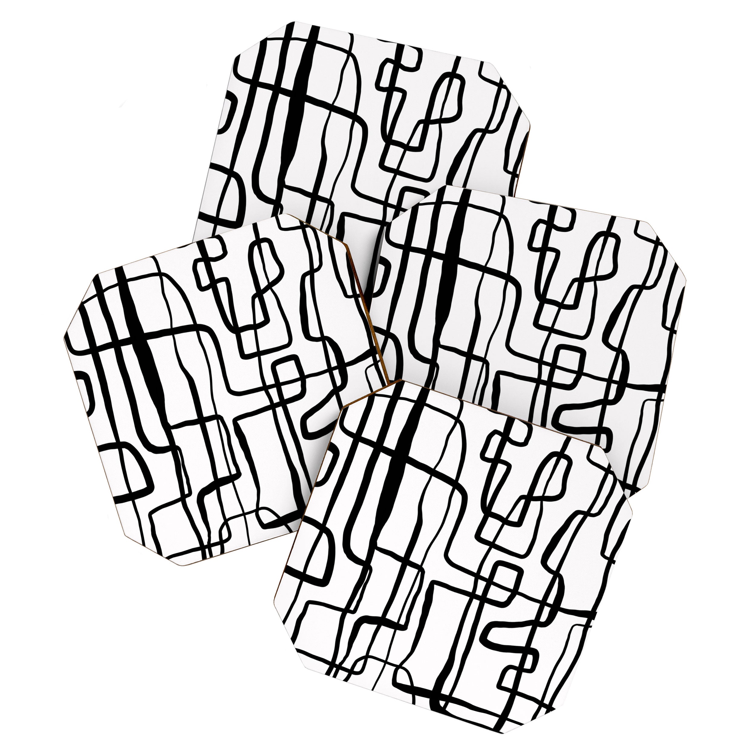 Confusing Lines Black And White Abstract Art Coaster Gallery Image 1