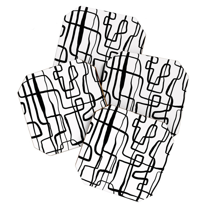 Confusing Lines Black And White Abstract Art Coaster Gallery Image 1