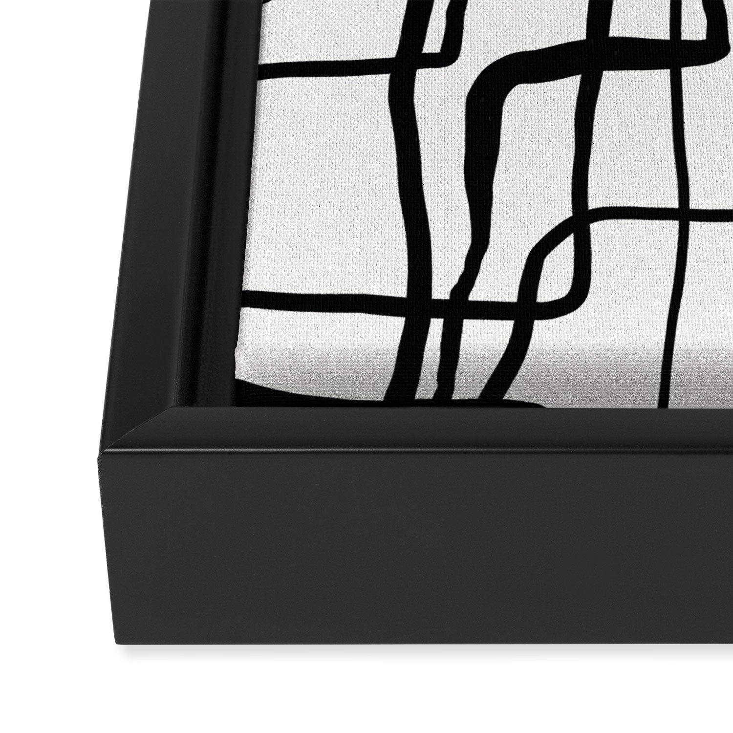 Confusing Lines Black And White Abstract Art Framed Canvas Print Gallery Image 3