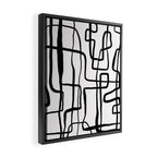 Confusing Lines Black And White Abstract Art Framed Canvas Print Gallery Image 2