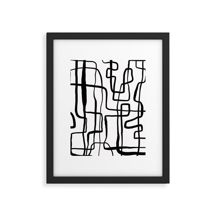 Confusing Lines Black And White Abstract Art Framed Art Print Gallery Image 1