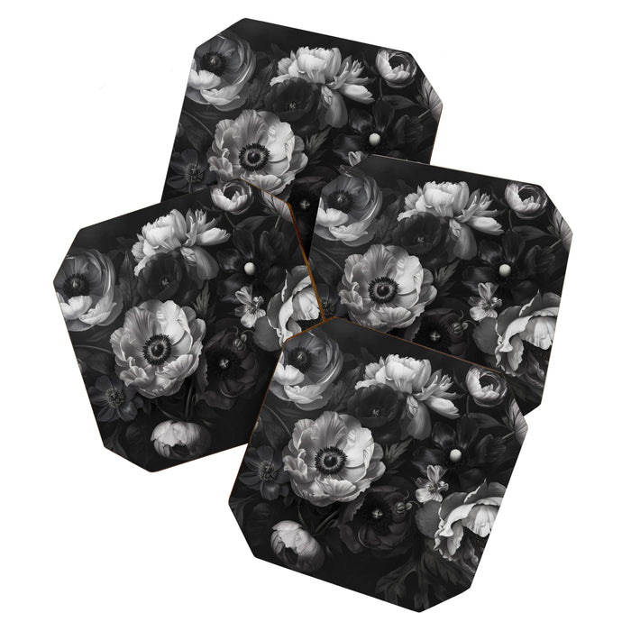 Dark Baroque Blossom Symphony Large Flower Art Coaster Gallery Image 1