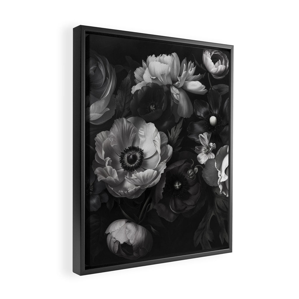 Dark Baroque Blossom Symphony Large Flower Art Framed Canvas Print Gallery Image 2