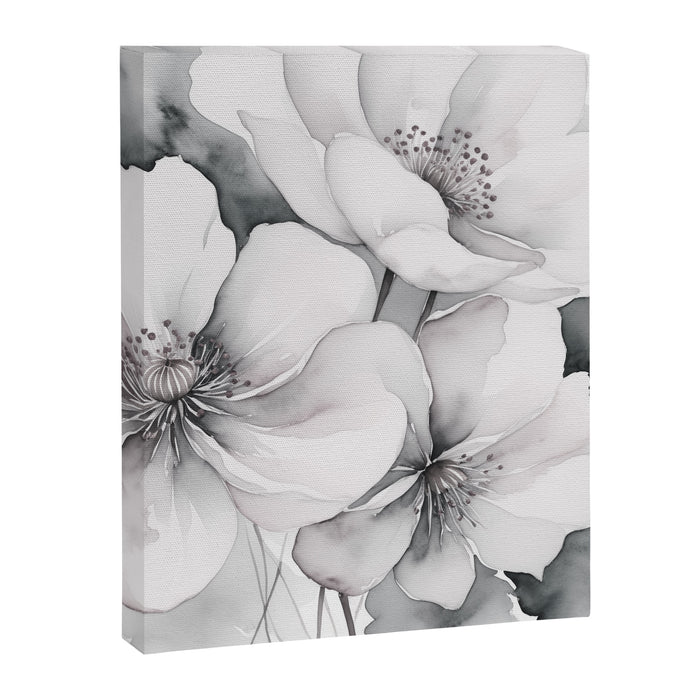 Delicate Monochrome Greyscale Flower Serenity  Canvas Print Gallery Image 1