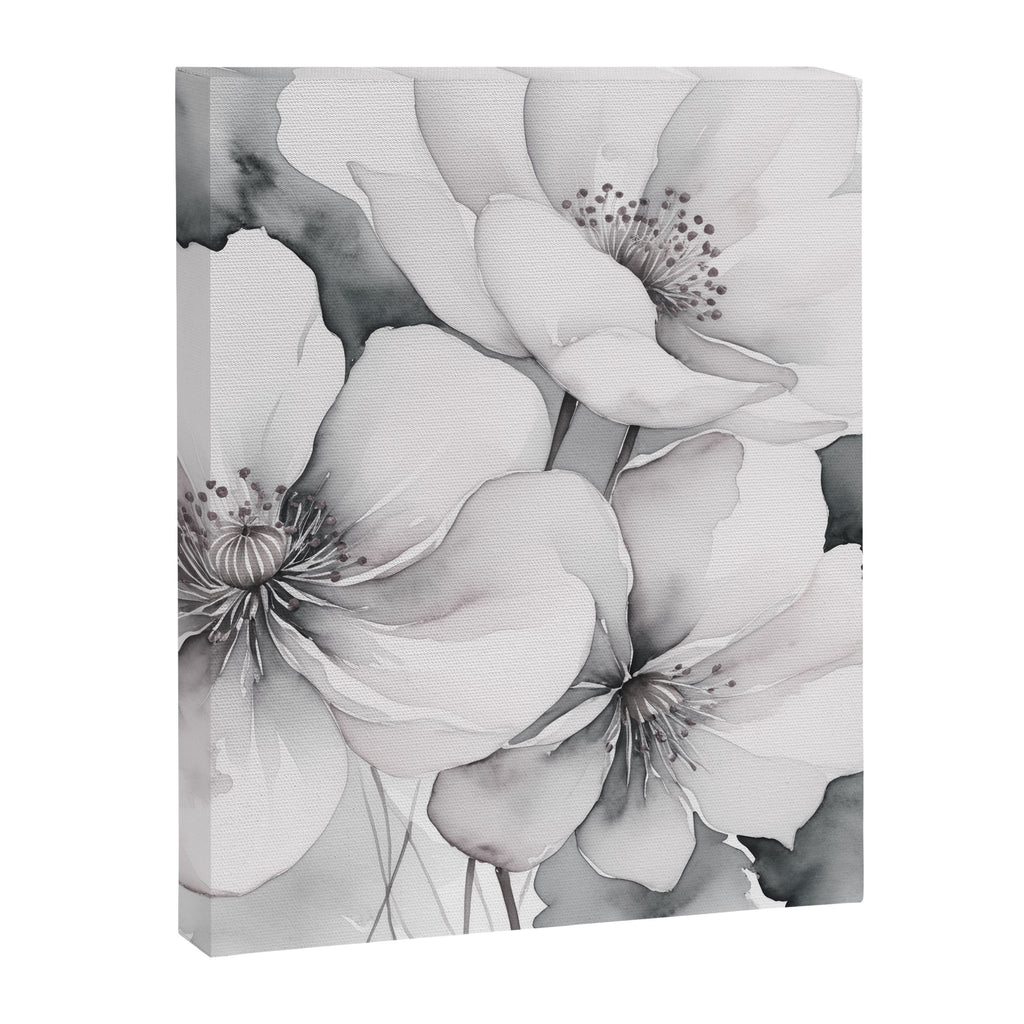 Delicate Monochrome Greyscale Flower Serenity  Canvas Print Gallery Image 6