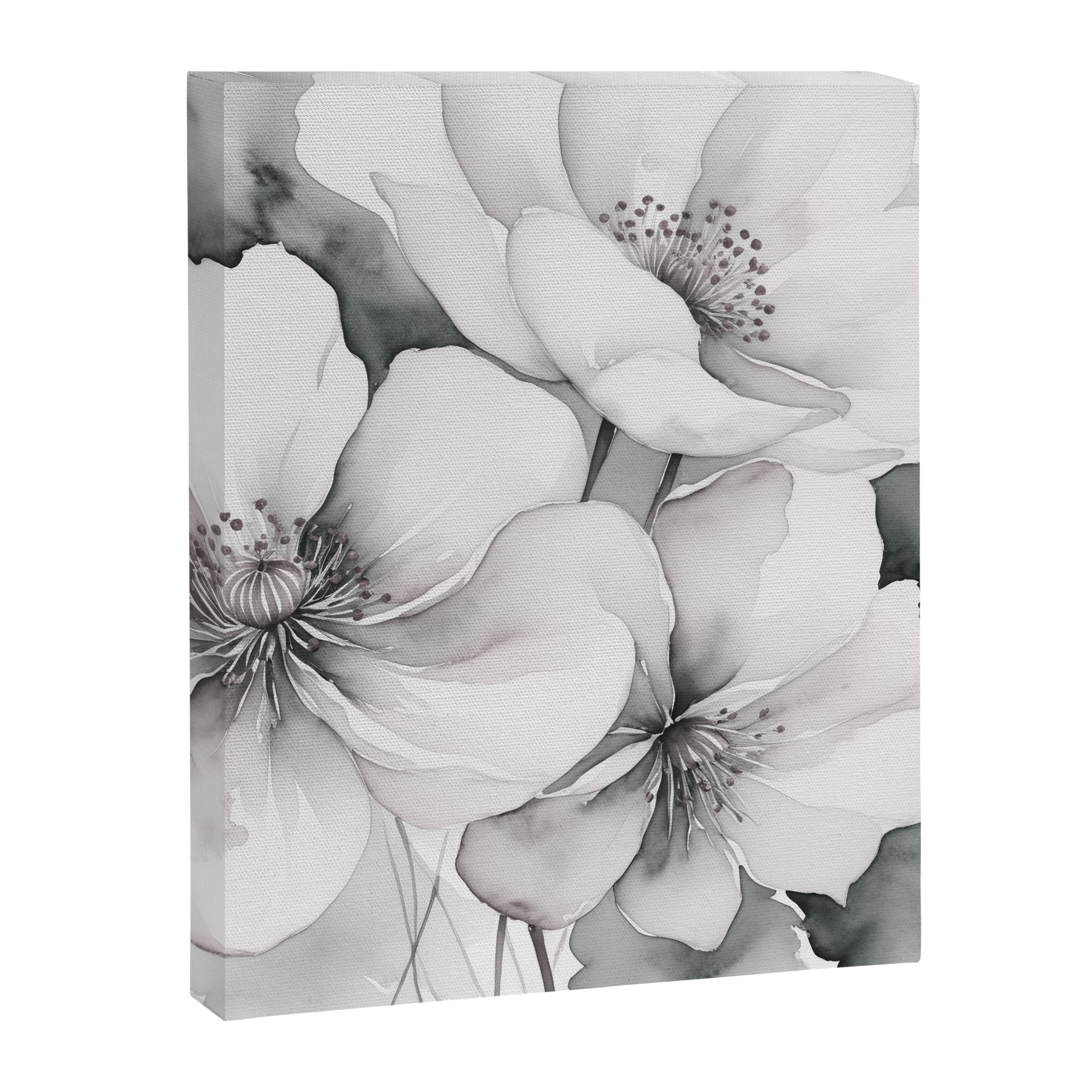 Delicate Monochrome Greyscale Flower Serenity  Canvas Print Gallery Image 6