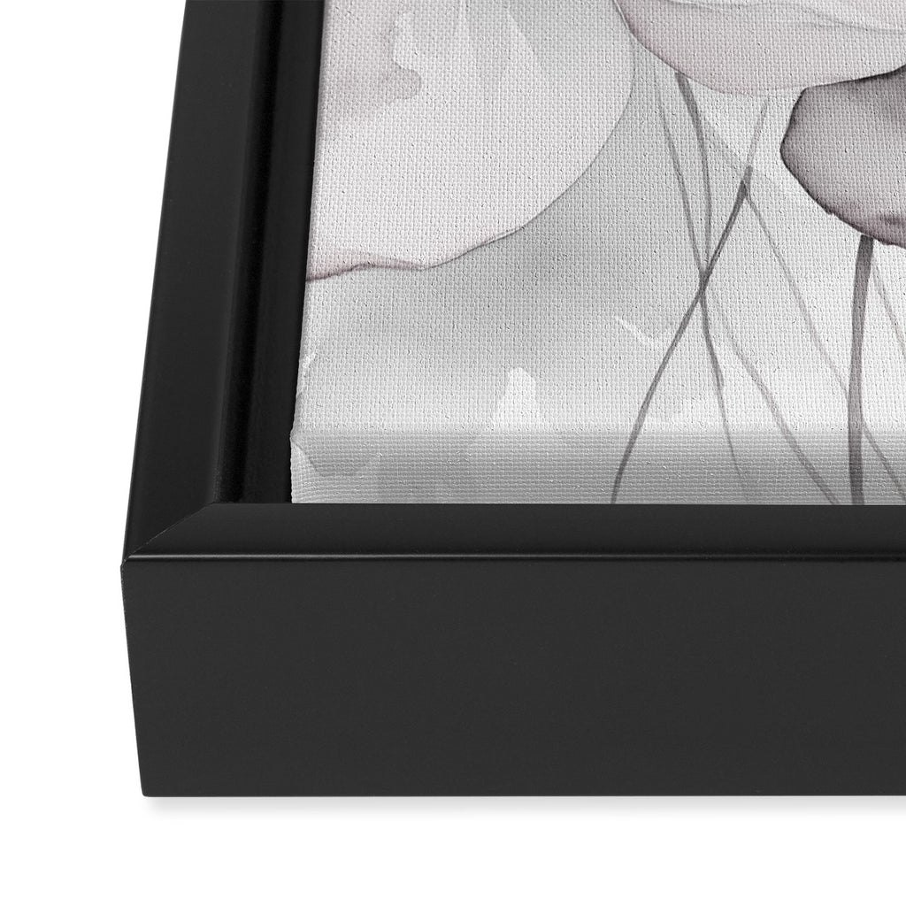 Delicate Monochrome Greyscale Flower Serenity  Framed Canvas Print Gallery Image 3