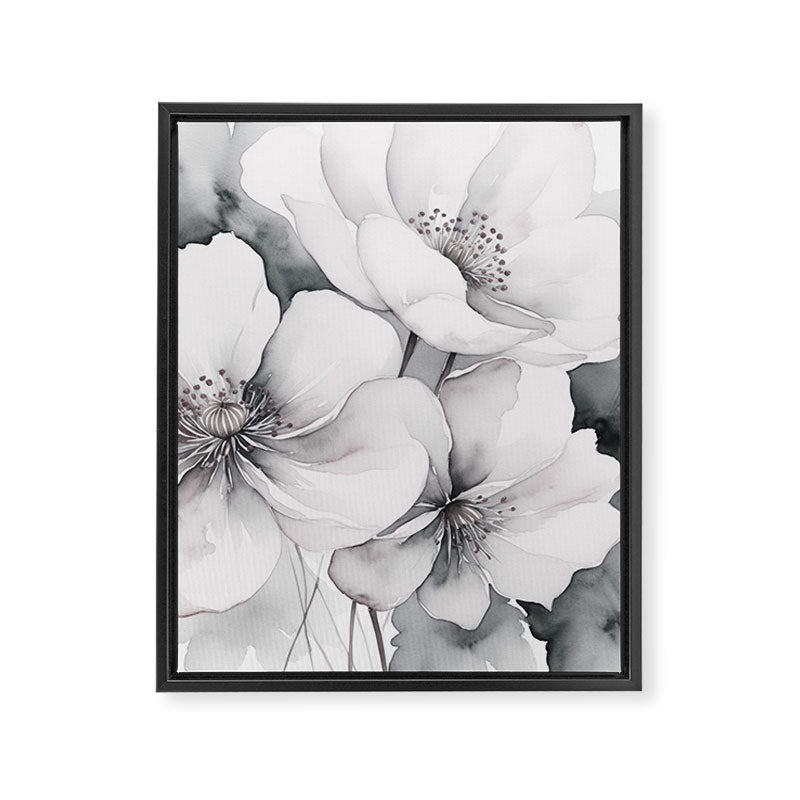 Delicate Monochrome Greyscale Flower Serenity  Framed Canvas Print Gallery Image 6