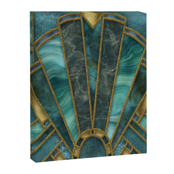 Elegant Stained Glass Art Deco Window With Marble And Gemstone Canvas Print Gallery Image 1