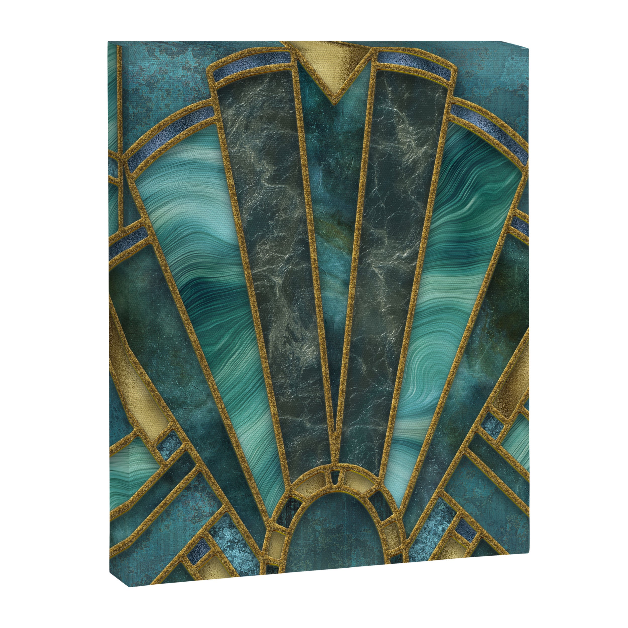 Elegant Stained Glass Art Deco Window With Marble And Gemstone Canvas Print Gallery Image 8