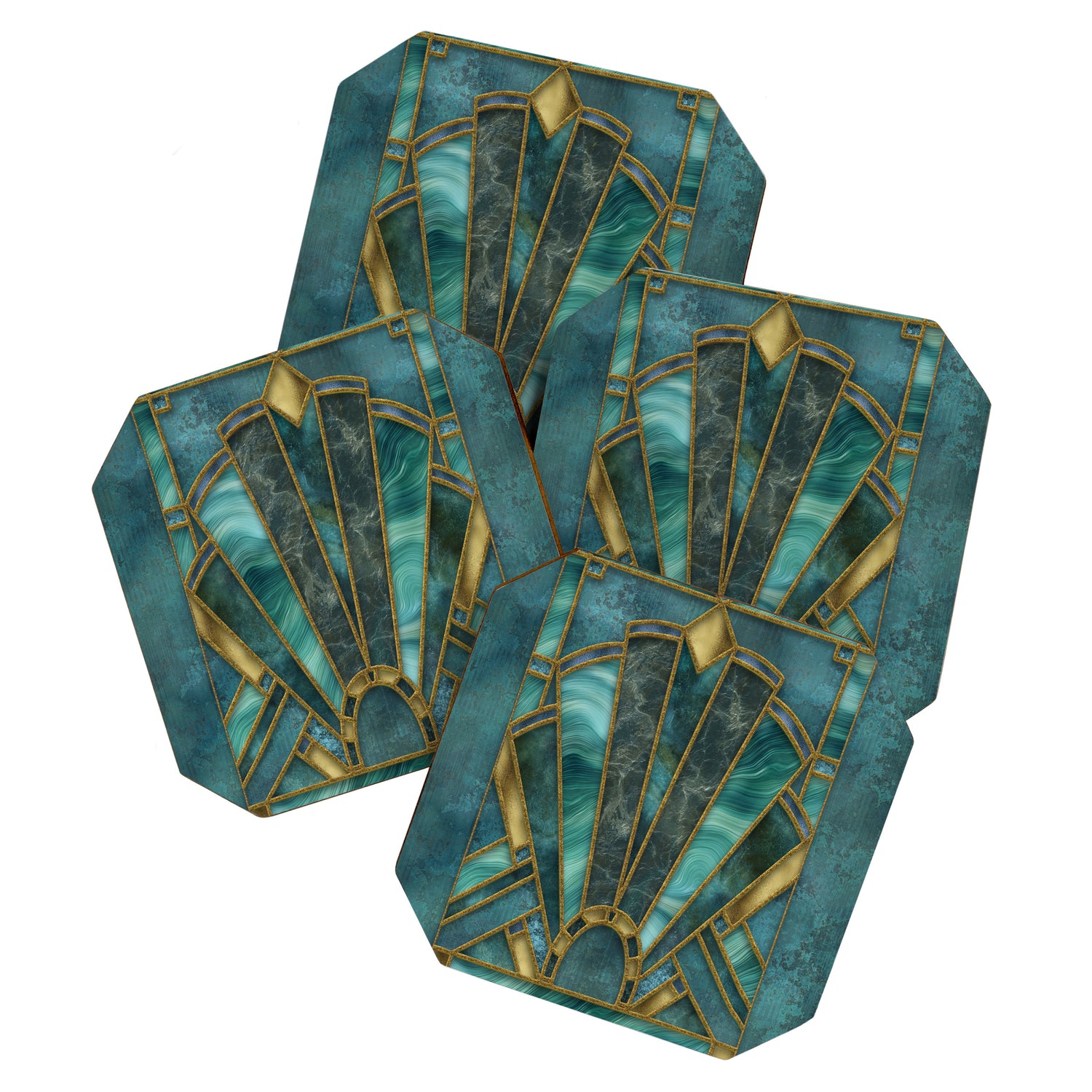 Elegant Stained Glass Art Deco Window With Marble And Gemstone Coaster Gallery Image 1