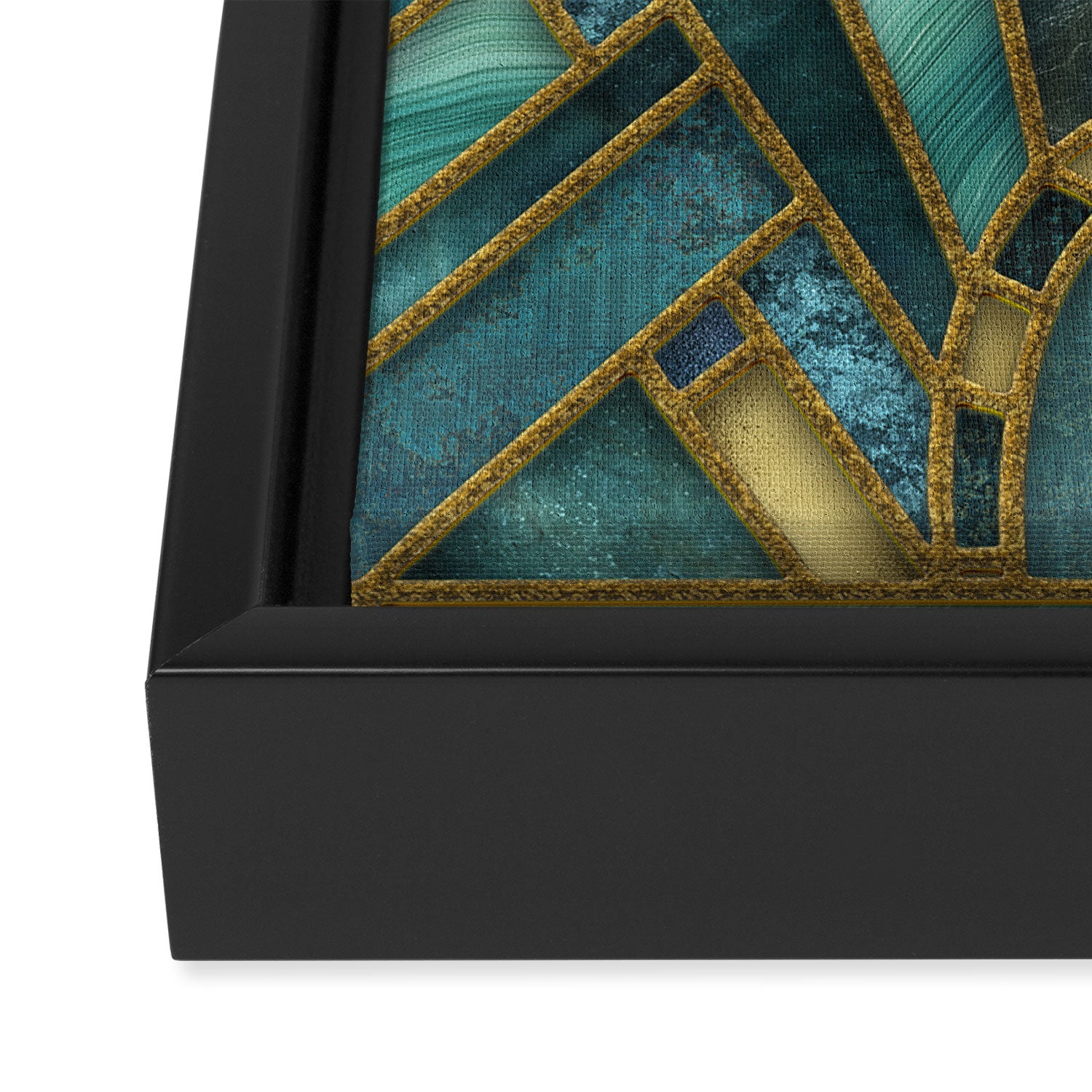 Elegant Stained Glass Art Deco Window With Marble And Gemstone Framed Canvas Print Gallery Image 3