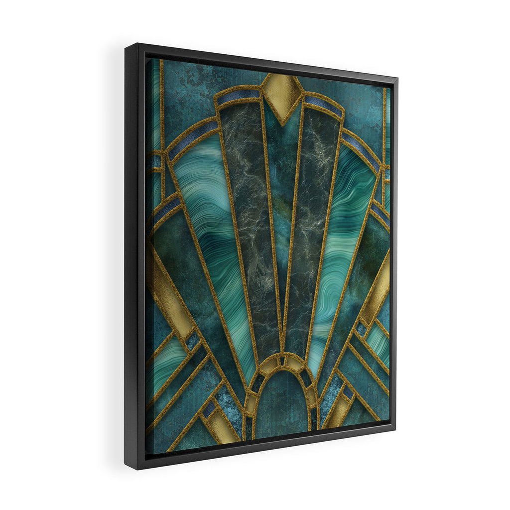 Elegant Stained Glass Art Deco Window With Marble And Gemstone Framed Canvas Print Gallery Image 2