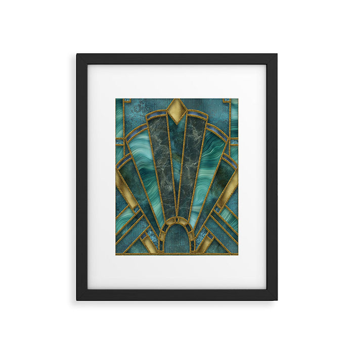 Elegant Stained Glass Art Deco Window With Marble And Gemstone Framed Art Print Gallery Image 1