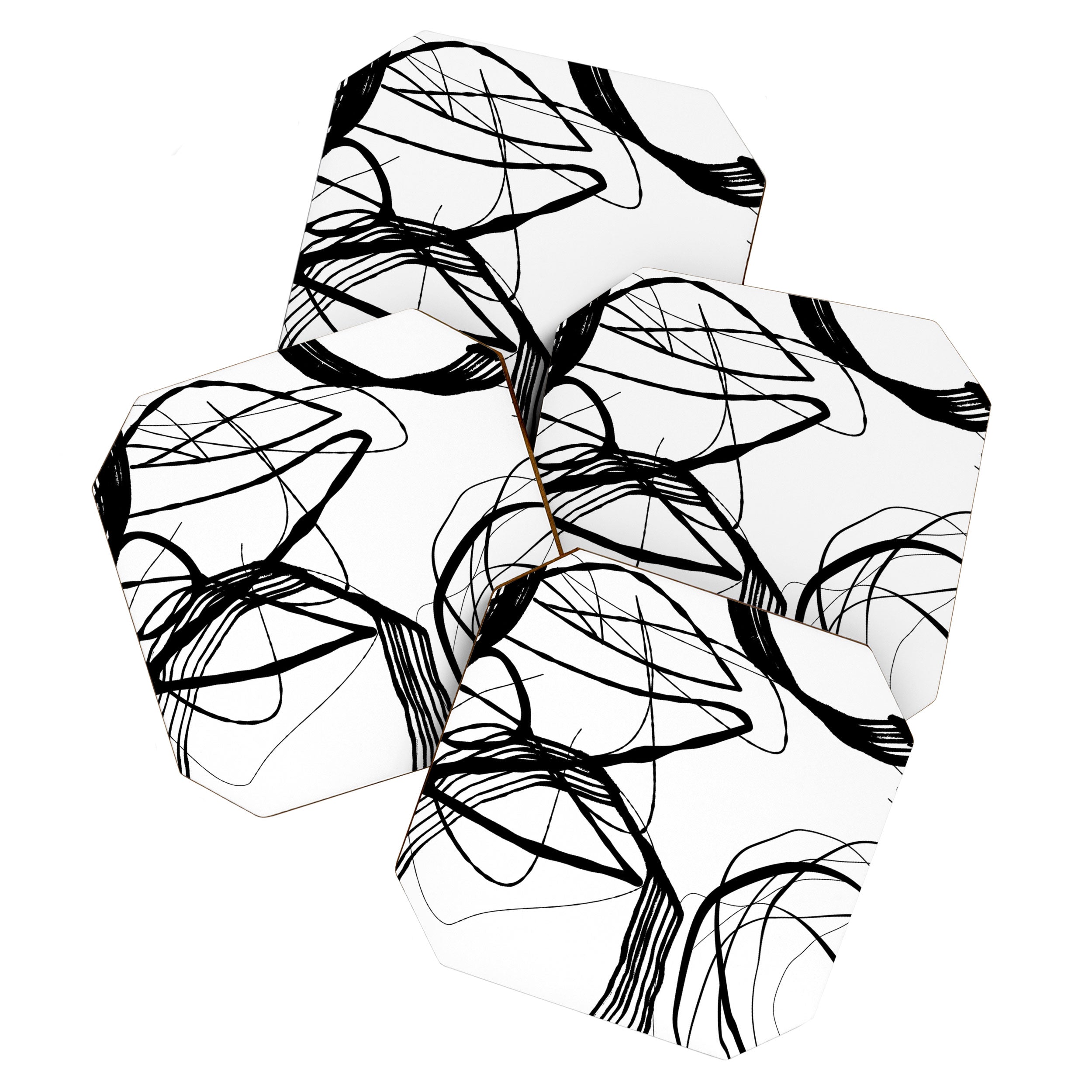 Flowing Ink Dynamics Black And White Coaster Gallery Image 1