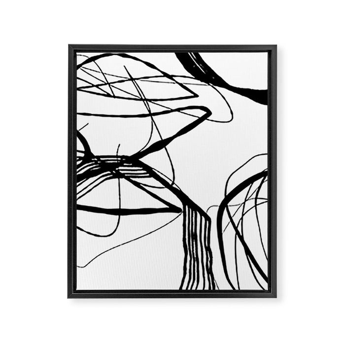 Flowing Ink Dynamics Black And White Framed Canvas Print Gallery Image 1