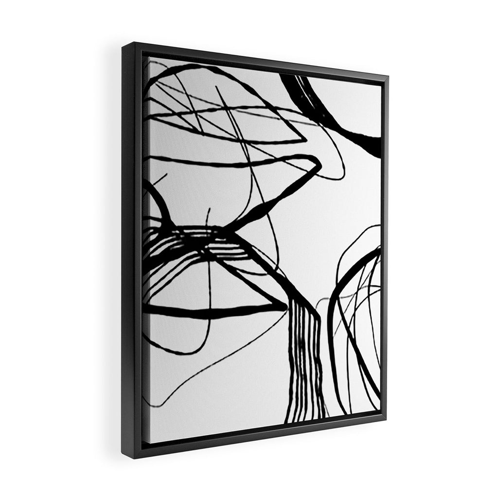 Flowing Ink Dynamics Black And White Framed Canvas Print Gallery Image 2