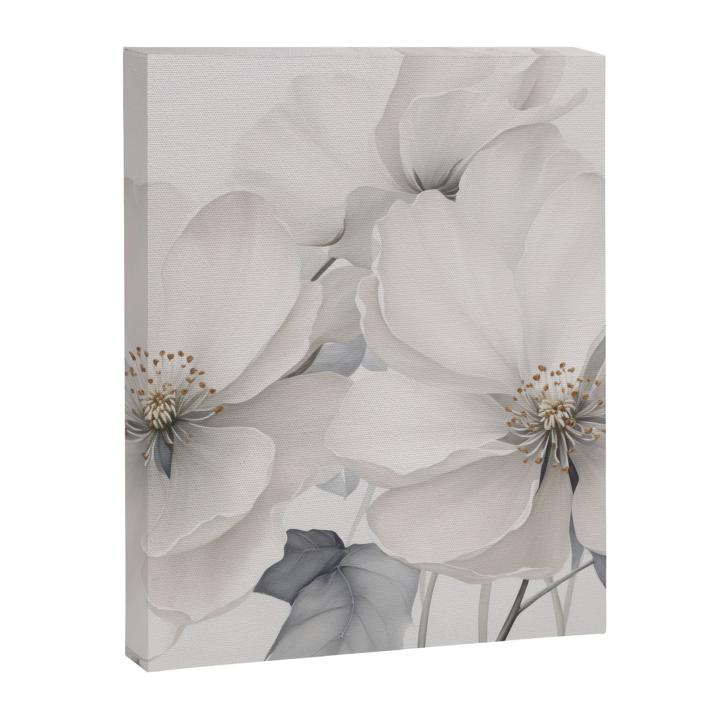 Graceful Calm Blooming Scene Ivory Grey Canvas Print Gallery Image 6