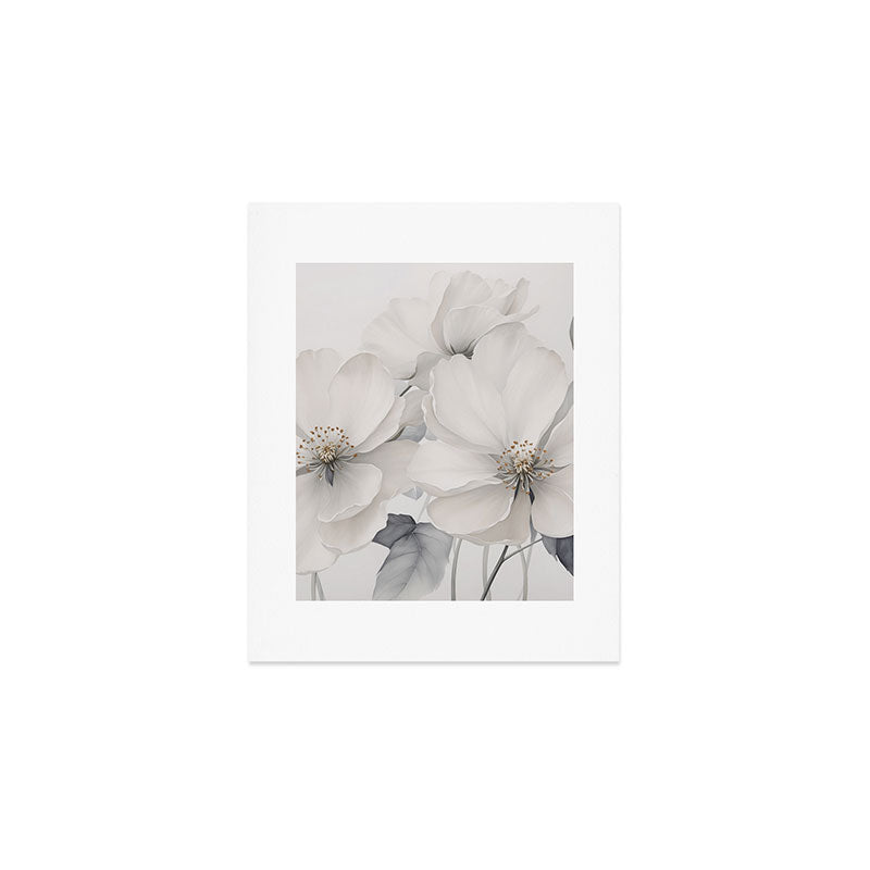 Graceful Calm Blooming Scene Ivory Grey Art Print Gallery Image 1