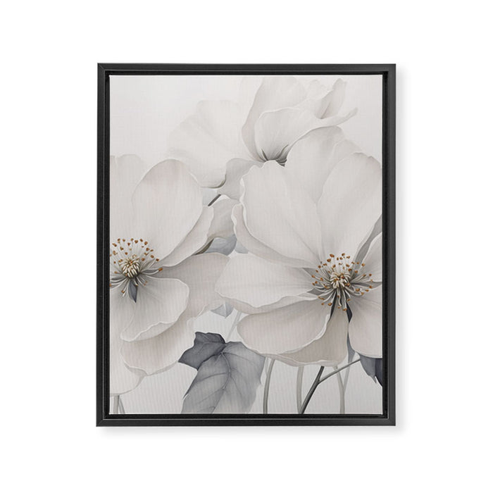 Graceful Calm Blooming Scene Ivory Grey Framed Canvas Print Gallery Image 1