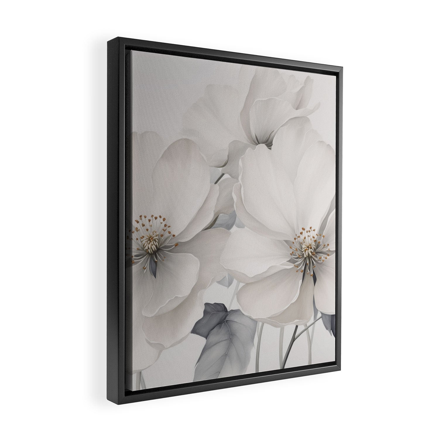 Graceful Calm Blooming Scene Ivory Grey Framed Canvas Print Gallery Image 2