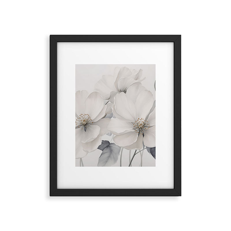 Graceful Calm Blooming Scene Ivory Grey Framed Art Print Gallery Image 5