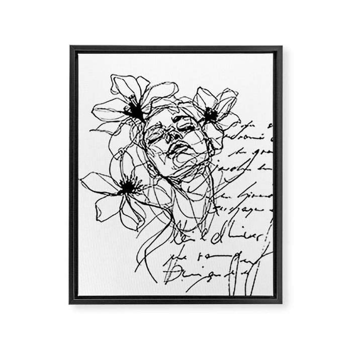 Imperfect Beauty Expressive Line Art Portrait  Framed Canvas Print Gallery Image 1