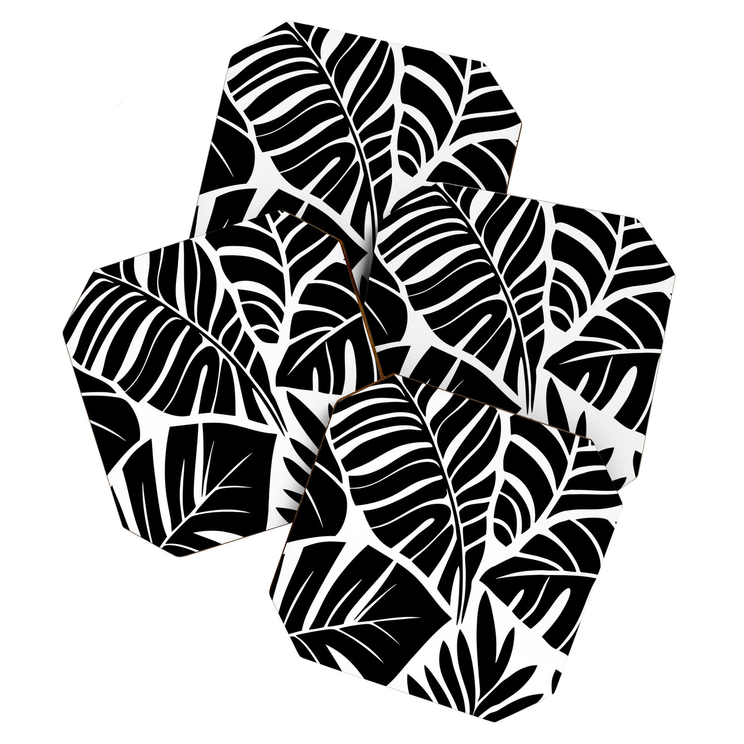 Leafy Calm Charm Black And White Simplicity Coaster Gallery Image 1