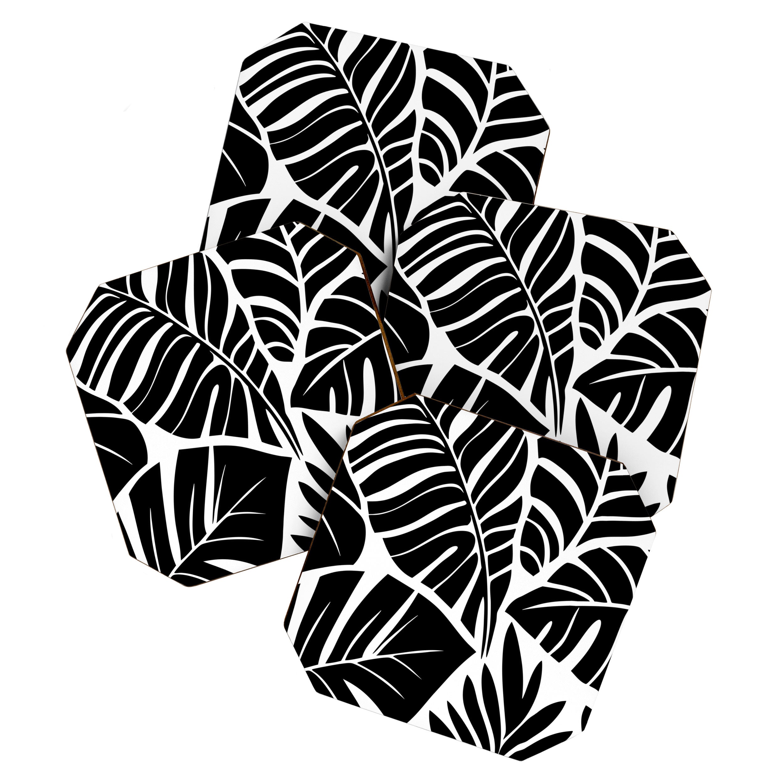 Leafy Calm Charm Black And White Simplicity Coaster Gallery Image 1