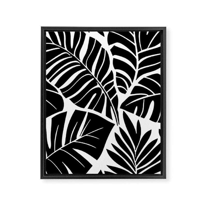 Leafy Calm Charm Black And White Simplicity Framed Canvas Print Gallery Image 6