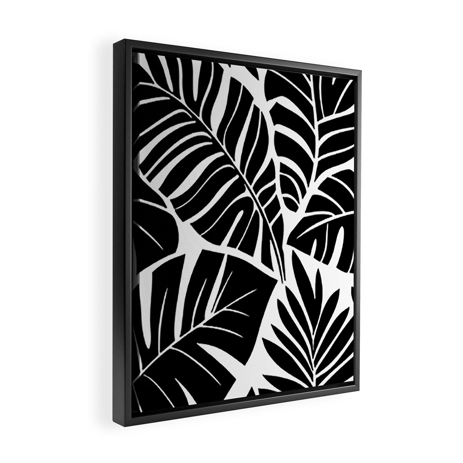 Leafy Calm Charm Black And White Simplicity Framed Canvas Print Gallery Image 2