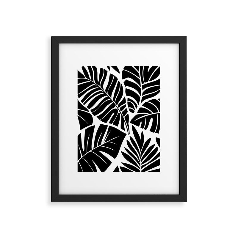 Leafy Calm Charm Black And White Simplicity Framed Art Print Gallery Image 5