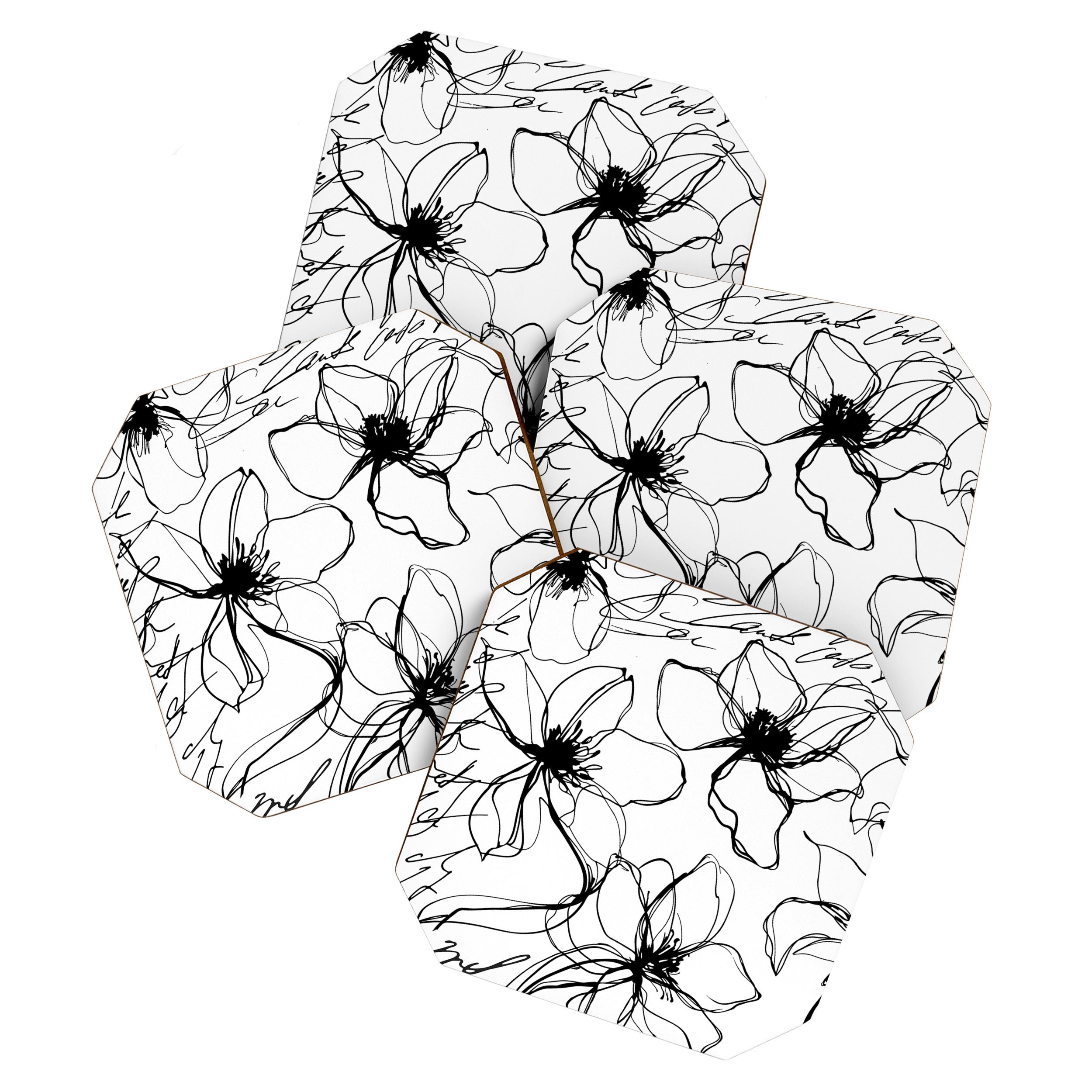 Loose Flower Study Black And White Coaster Gallery Image 1