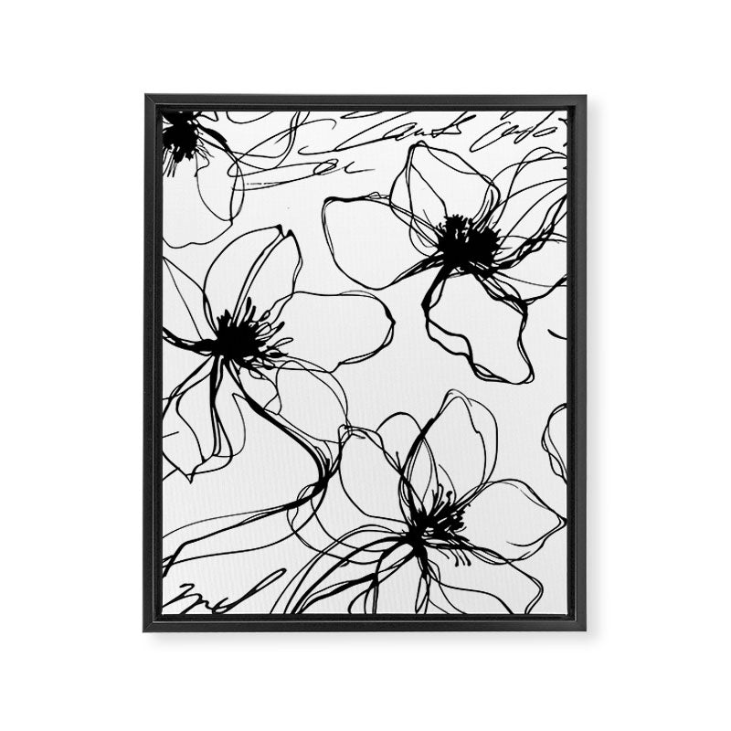 Loose Flower Study Black And White Framed Canvas Print Gallery Image 6