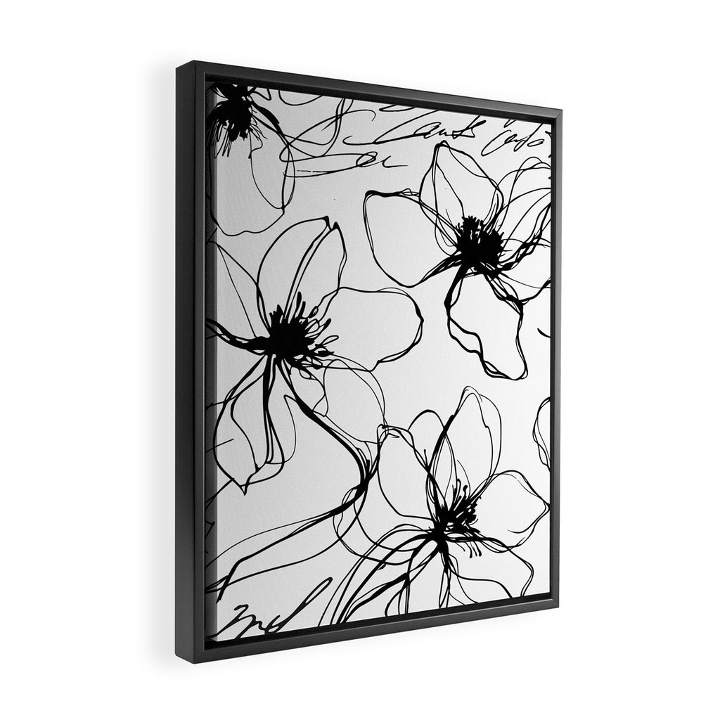 Loose Flower Study Black And White Framed Canvas Print Gallery Image 2
