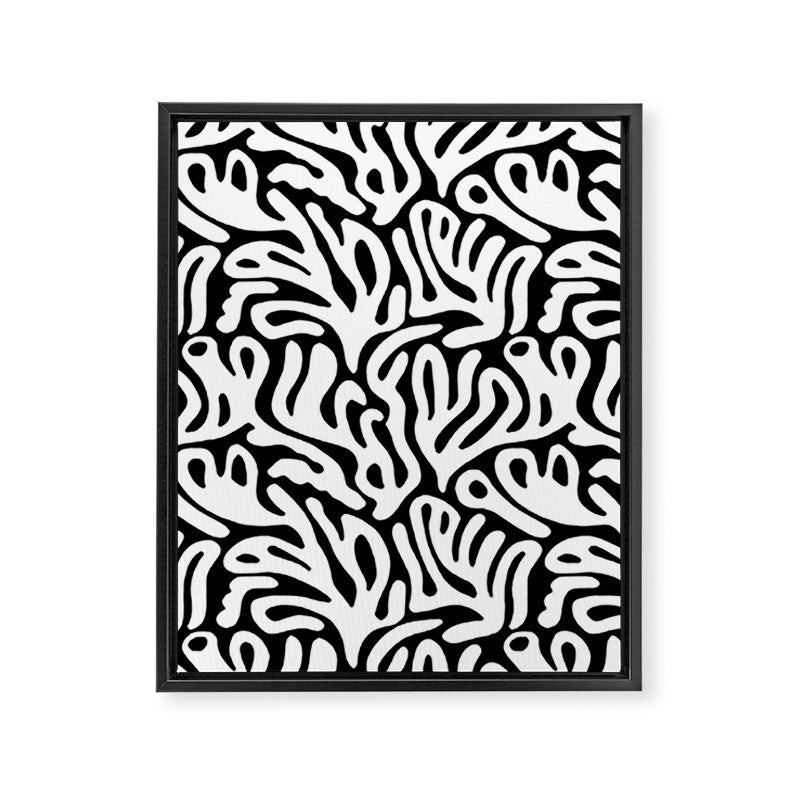 Matisse Organic Shapes Free Form Cut Outs Pattern White On Black Framed Canvas Print Gallery Image 8